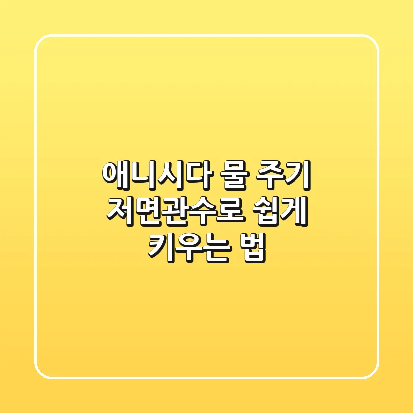 애니시다 물 주기? 저면관수로 쉽게 키우는 법!