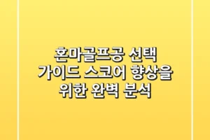 혼마골프공 선택 가이드: 스코어 향상을 위한 완벽 분석