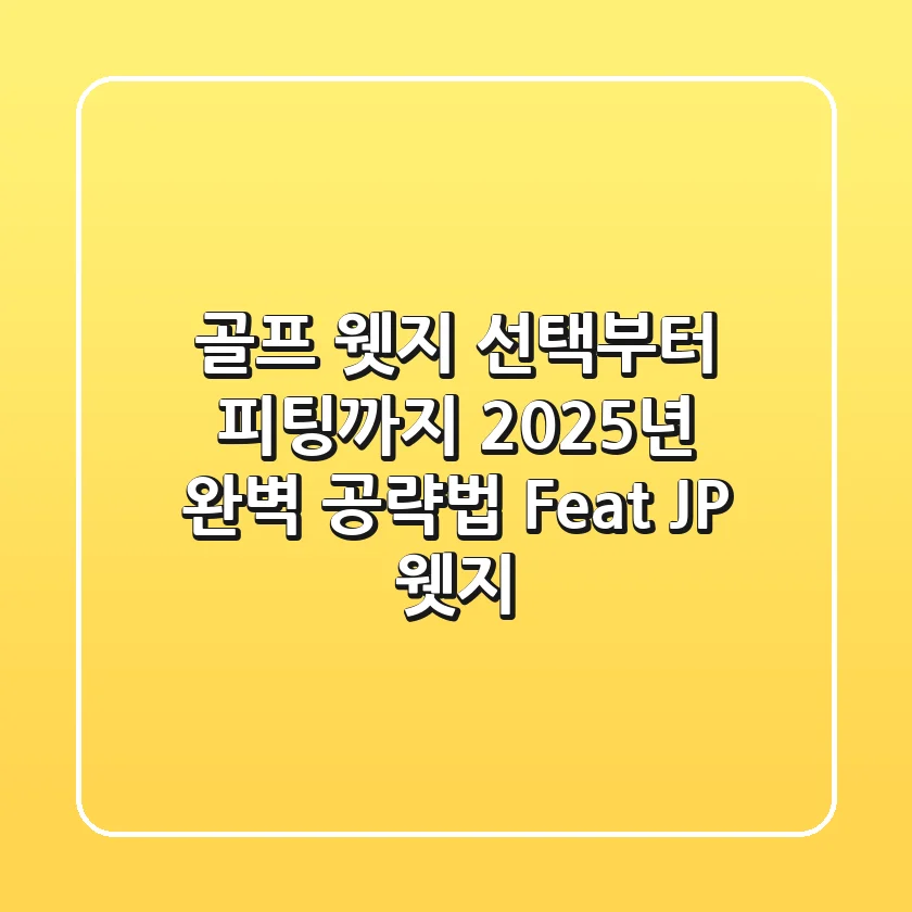 골프 웻지 선택부터 피팅까지: 2025년 완벽 공략법 (Feat. JP 웻지)