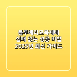 블루베리묘목재배: 실패 없는 성공 비법, 2025년 최신 가이드