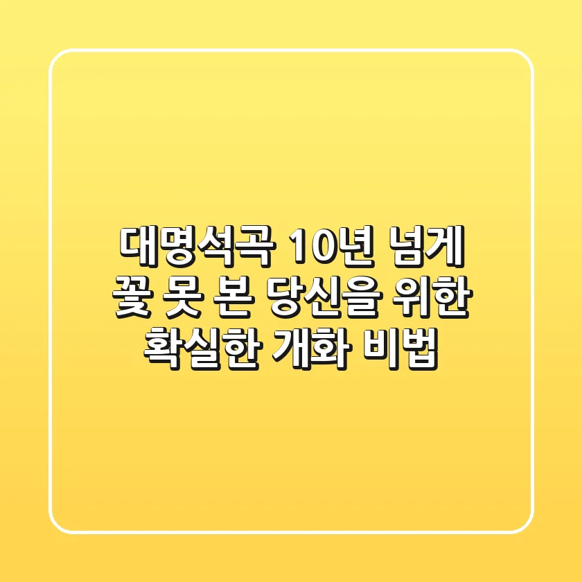 대명석곡, 10년 넘게 꽃 못 본 당신을 위한 확실한 개화 비법