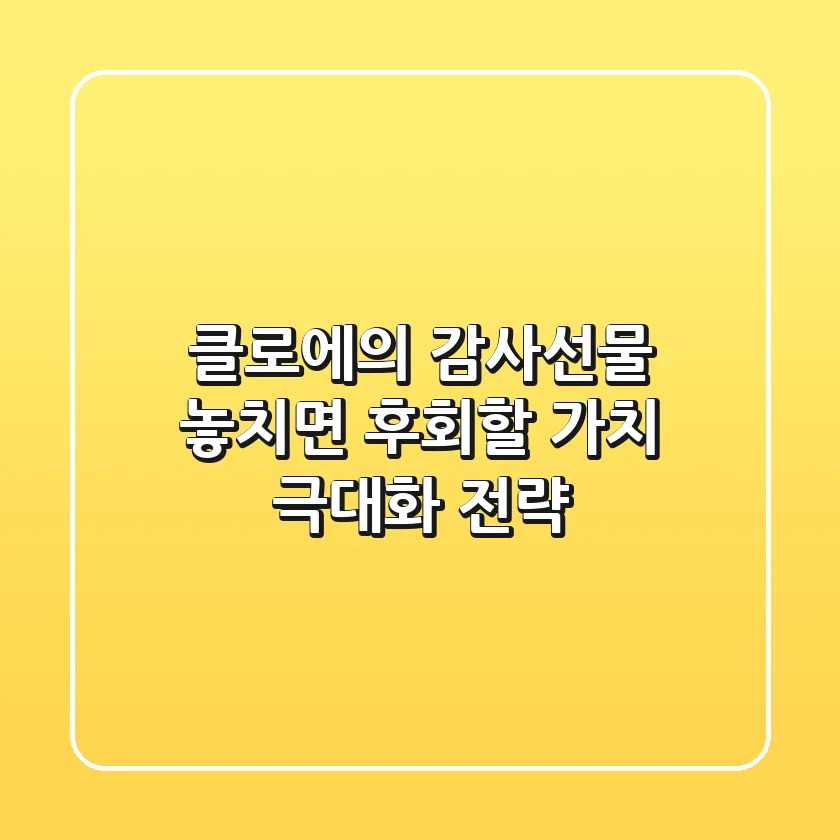 클로에의 감사선물: 놓치면 후회할 가치 극대화 전략
