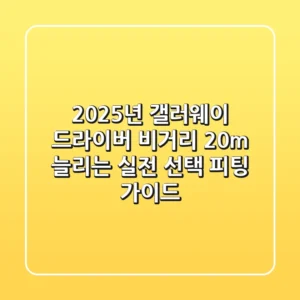 2025년 갤러웨이 드라이버: 비거리 20m 늘리는 실전 선택 & 피팅 가이드