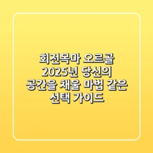 회전목마 오르골, 2025년 당신의 공간을 채울 마법 같은 선택 가이드