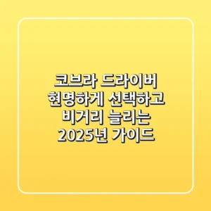 코브라 드라이버, 현명하게 선택하고 비거리 늘리는 2025년 가이드