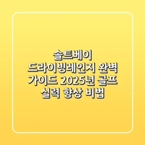 솔트베이 드라이빙레인지 완벽 가이드: 2025년 골프 실력 향상 비법
