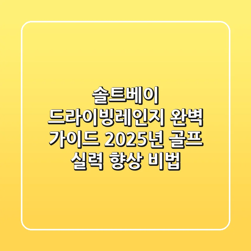 솔트베이 드라이빙레인지 완벽 가이드: 2025년 골프 실력 향상 비법