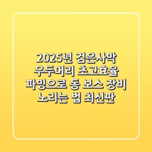 2025년 검은사막 우두머리, 초고효율 파밍으로 동 보스 장비 노리는 법 (최신판)