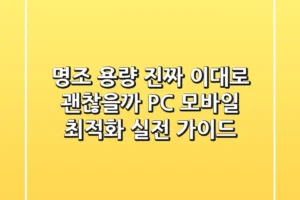 명조 용량, 진짜 이대로 괜찮을까? PC & 모바일 최적화 실전 가이드