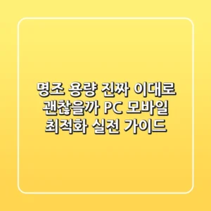 명조 용량, 진짜 이대로 괜찮을까? PC & 모바일 최적화 실전 가이드