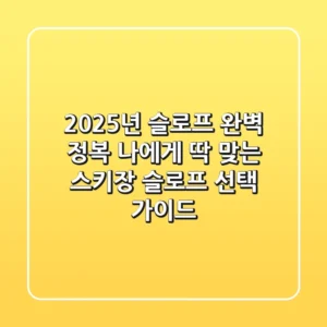 2025년 슬로프 완벽 정복: 나에게 딱 맞는 스키장 슬로프 선택 가이드