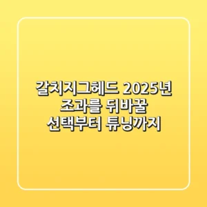 갈치지그헤드, 2025년 조과를 뒤바꿀 선택부터 튜닝까지