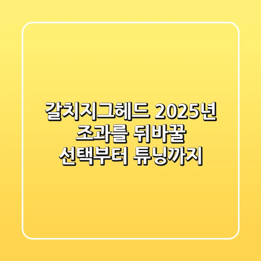 갈치지그헤드, 2025년 조과를 뒤바꿀 선택부터 튜닝까지