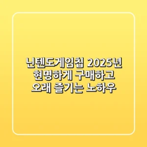 닌텐도게임칩, 2025년 현명하게 구매하고 오래 즐기는 노하우