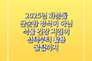 2025년 화분돌, 단순한 장식이 아닌 식물 건강 지킴이: 선택부터 활용 꿀팁까지!
