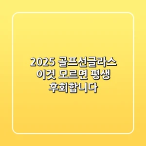 2025 골프선글라스, '이것' 모르면 평생 후회합니다.