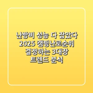 "난방비, 성능 다 잡았다", 2025 캠핑난로순위 결정하는 3대장 트렌드 분석