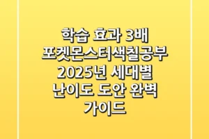 “학습 효과 3배” 포켓몬스터색칠공부, 2025년 세대별 난이도 도안 완벽 가이드