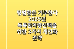 “평범함은 거부한다”, 2025년 독특한차량선택을 위한 3가지 개인화 전략.
