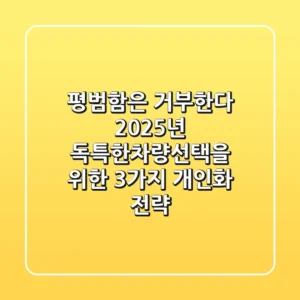 "평범함은 거부한다", 2025년 독특한차량선택을 위한 3가지 개인화 전략.