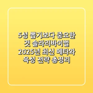 "5성 뽑기보다 중요한 것", 솔라리바이벌 2025년 최신 메타와 육성 전략 총정리