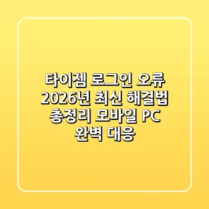 타이젬 로그인 오류, 2026년 최신 해결법 총정리 (모바일, PC 완벽 대응)