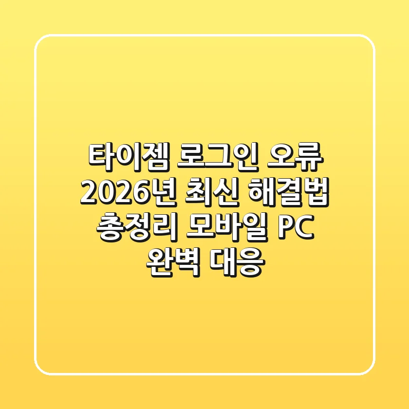 타이젬 로그인 오류, 2026년 최신 해결법 총정리 (모바일, PC 완벽 대응)